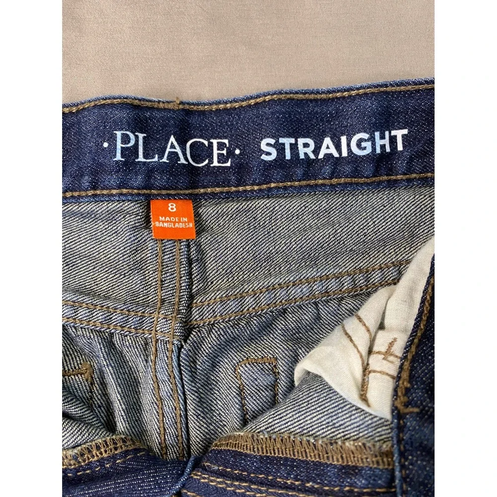 The Childrens Place Straight Leg Jeans - Size 8 Kids Denim Pants‎ Dark Wash